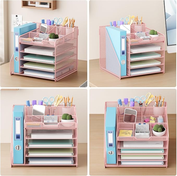 Lavatino Desk Organizer, 5-Tier Metal Mesh Paper Letter Tray - Image 5