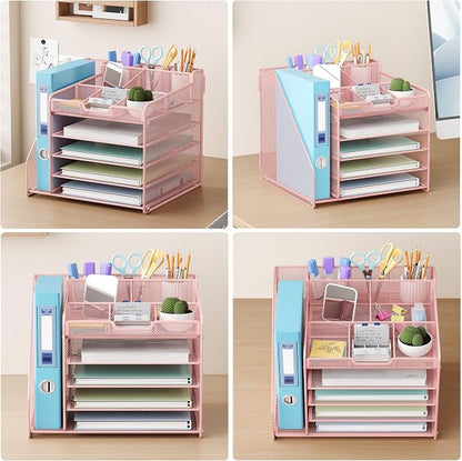 Lavatino Desk Organizer, 5-Tier Metal Mesh Paper Letter Tray - Image 5