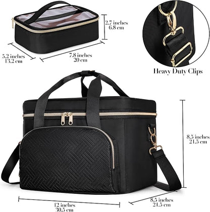 Travel Makeup Bag with 2 Pouches and Adjustable Dividers, Large Cosmetic Case - Image 5