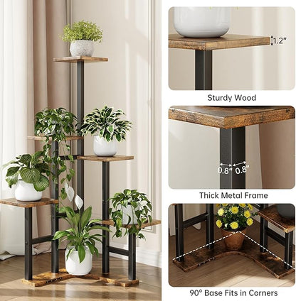 Yzosvki Corner Plant Stand Indoor, 6 Tiered Corner Plant Shelf Flower Stand - Image 4