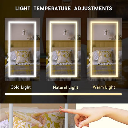 LAVIEVERT Jewelry Armoire with LED Lighted Mirror, Wall/Door Mounted Frameless - Image 3