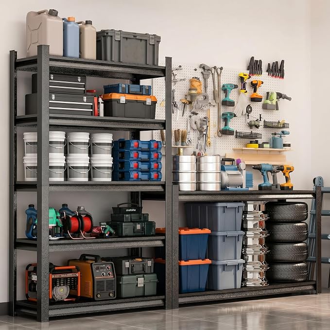 Garage Shelving Unit, 2400LBS Heavy Duty 4-Tier Metal Storage Shelves, - Image 2