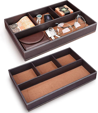 GORESE 2 Pieces Faux Leather Valet Tray by GORESE
