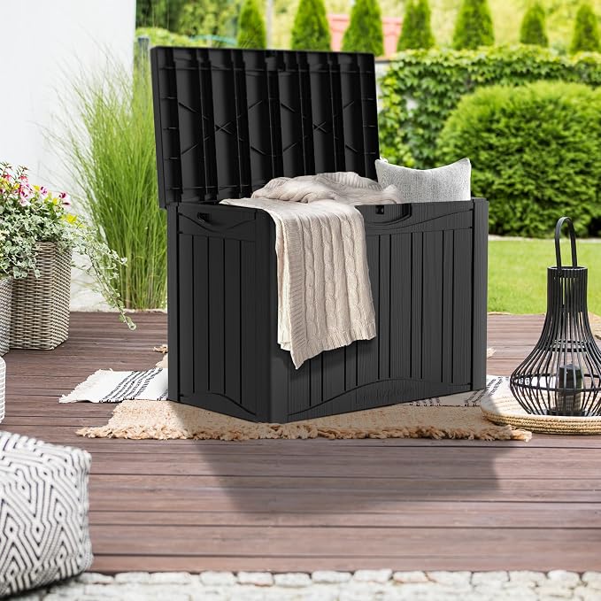 50 Gallon Plus Resin Deck Box, Waterproof Outdoor Storage Box - Image 9
