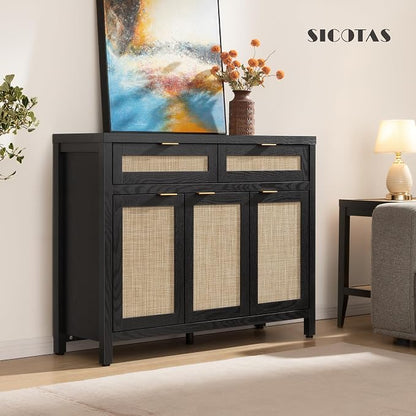 SICOTAS Rattan Sideboard Buffet Cabinet - Image 7