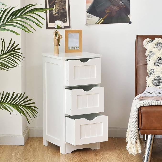 Tangkula Floor Cabinet with 3 Drawers Wooden Storage Cabinet - Image 5