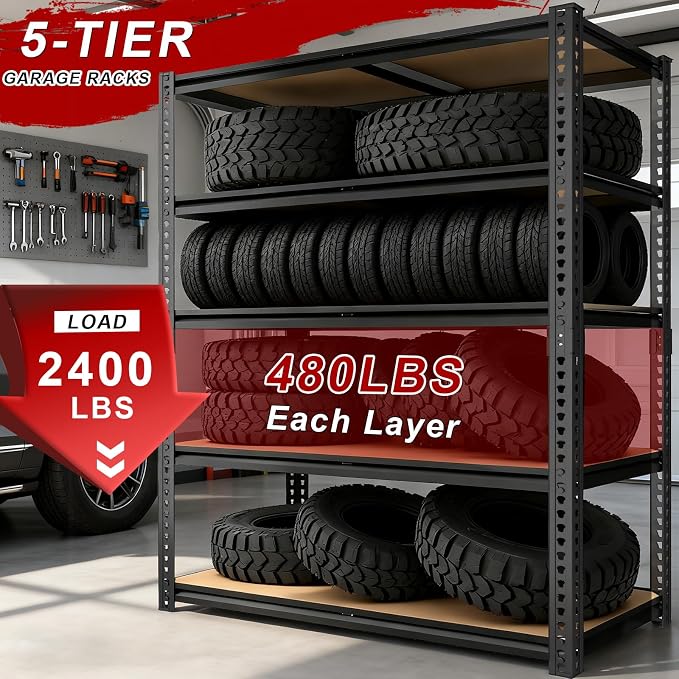 Garage Racks for Storage，5-Tier Adjustable Garage Shelving Storage Shelves - Image 4