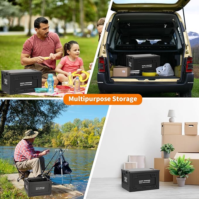 Collapsible Storage Bins with Lids, Portable Foldable Box with 2 Side Doors - Image 3
