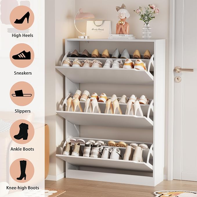 Shoe Storage Cabinet, Wood Shoe Organizer - Image 7