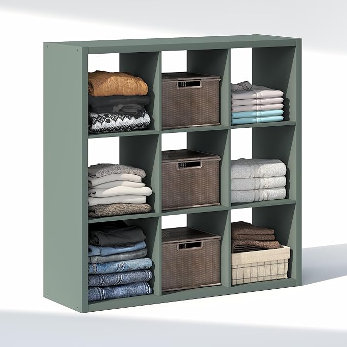 Furinno Cubic Extra Thick 9-Cube Closet Organizers and Storage, Sage Green | - Image 5