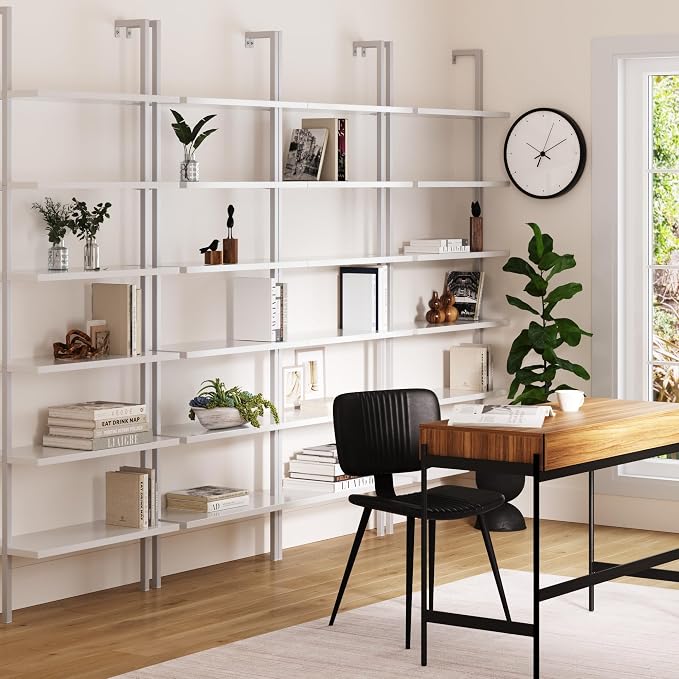 Nathan James Theo 6-Shelf Tall Modern Bookshelf, Wall Mount Ladder Shelf - Image 3