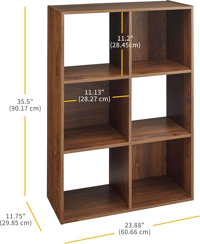 Whitmor 6 Cube Bookcase Storage Organizer, 3 Tier Stackable MDF Bookshelf - Image 2
