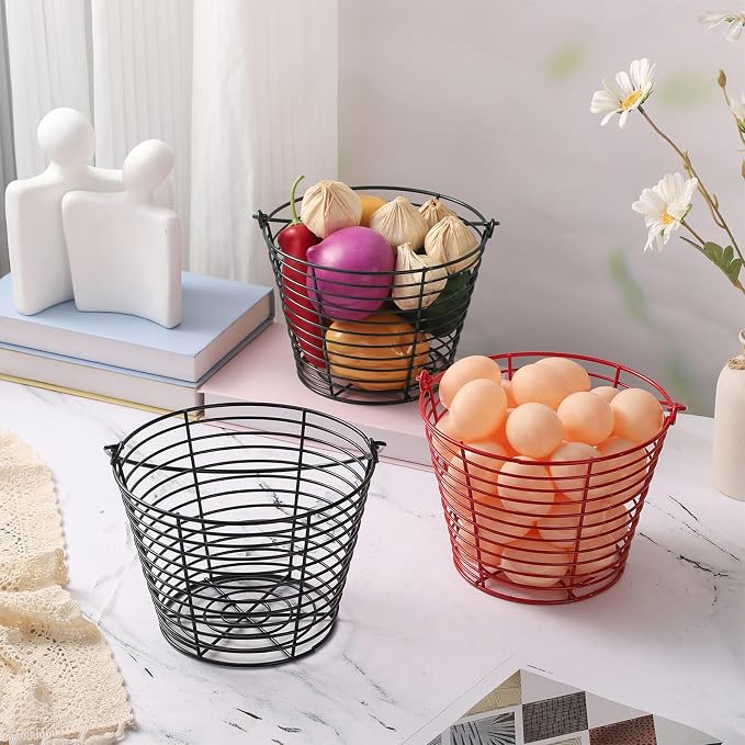 Colorful Metal Mesh Wire Egg Collecting Basket - Image 3