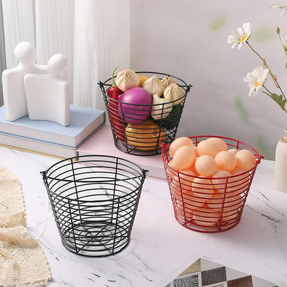 Colorful Metal Mesh Wire Egg Collecting Basket - Image 3