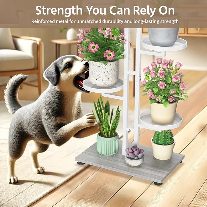 LASZOLA White 5 Tiered Plant Stand Indoors Heavy Duty Metal Rack, Sturdy Multi - Image 5