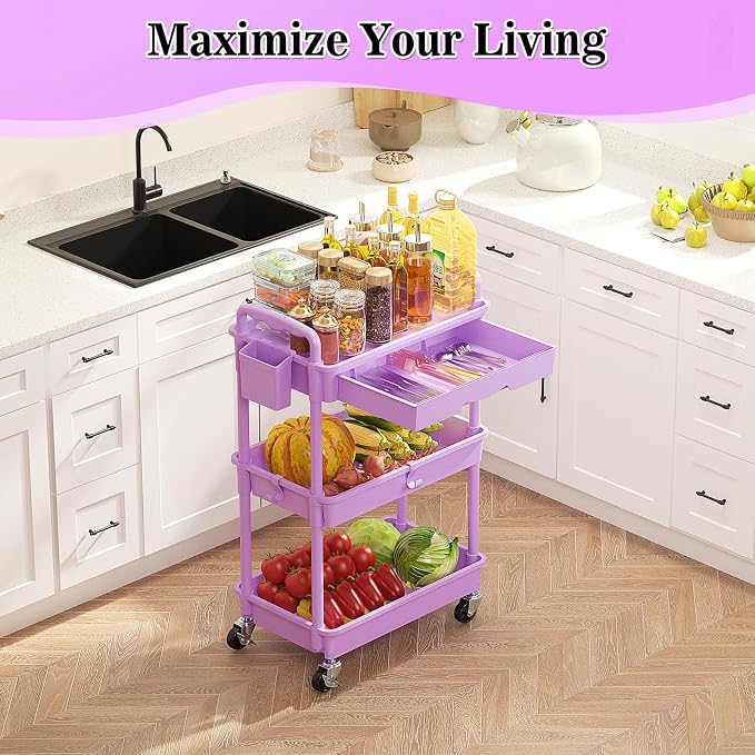SUNALLY 3 Tier Rolling Cart Organizer - Image 2