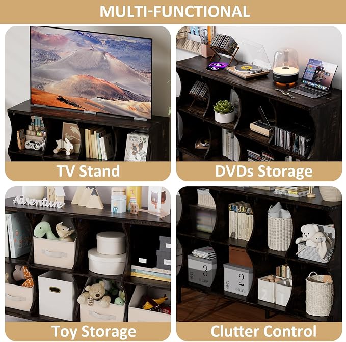 8 Cube Storage Shelf Organizer, Low Book Shelf Bookcase Entryway Table - Image 3