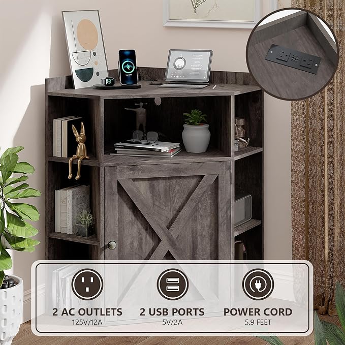 Vabches Corner Cabinet, Corner Storage Shelf - Image 3