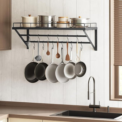 Pot Rack, 30 Inch Wall Mounted Pot Rack, Kitchen Pot and Pan Organizer - Image 6