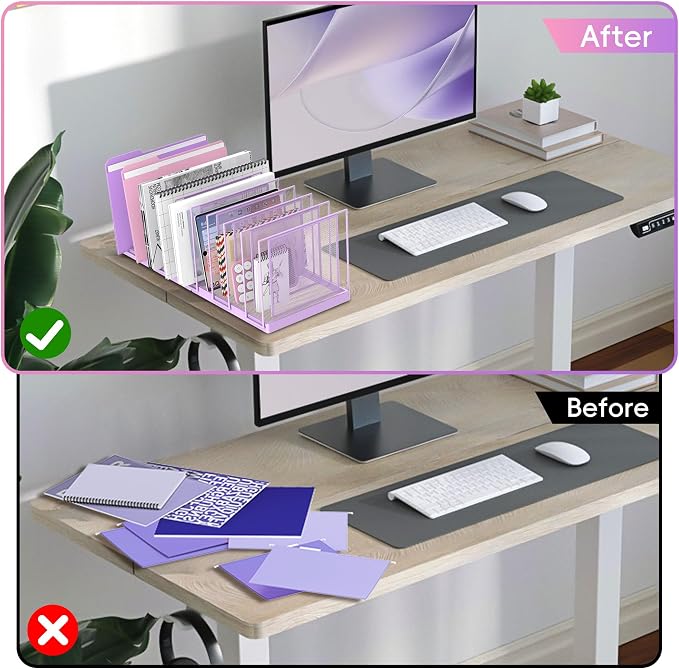 9-Section Desk File Organizer, Vertical File Holder, Mesh Desktop File Folder - Image 6