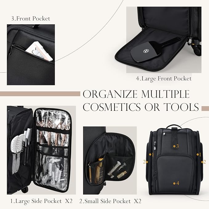 Stagiant Rolling Makeup Case Professional Travel Makeup Organizer Make up - Image 2