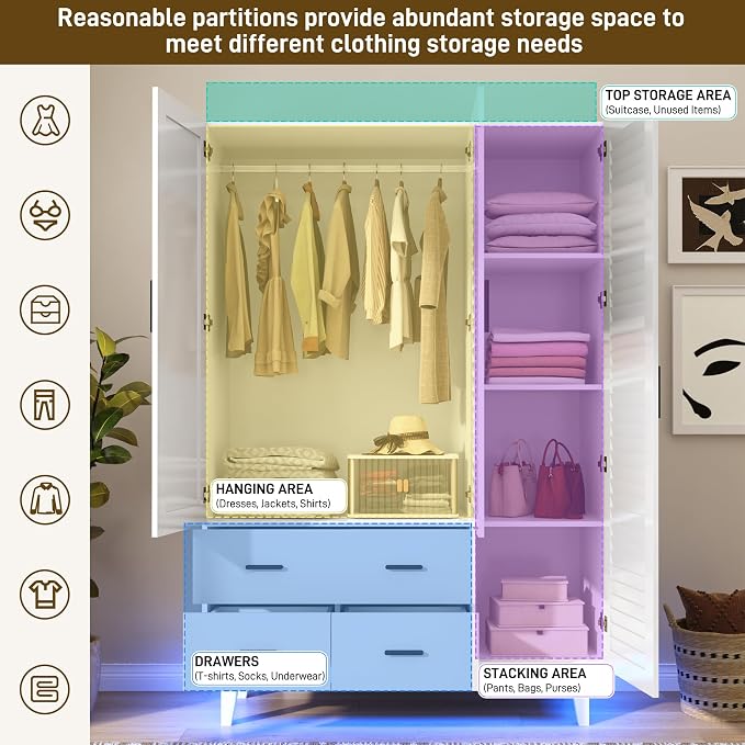 jiteentarou 3 Door Armoire Wardrobe Closet Cabinet - Image 5