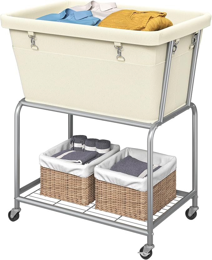 ELYKEN Laundry Cart with Wheels, Rolling Laundry Hamper with Removable Bag and by ELYKEN