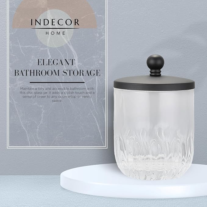 Glass Jar with Metal Lid for Bathroom Organization, Q Tips, and Small - Image 2