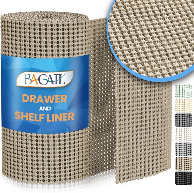 BAGAIL Non-Adhesive Shelf Liner, Thick Strong Grip Drawer Liners by BAGAILBASICS
