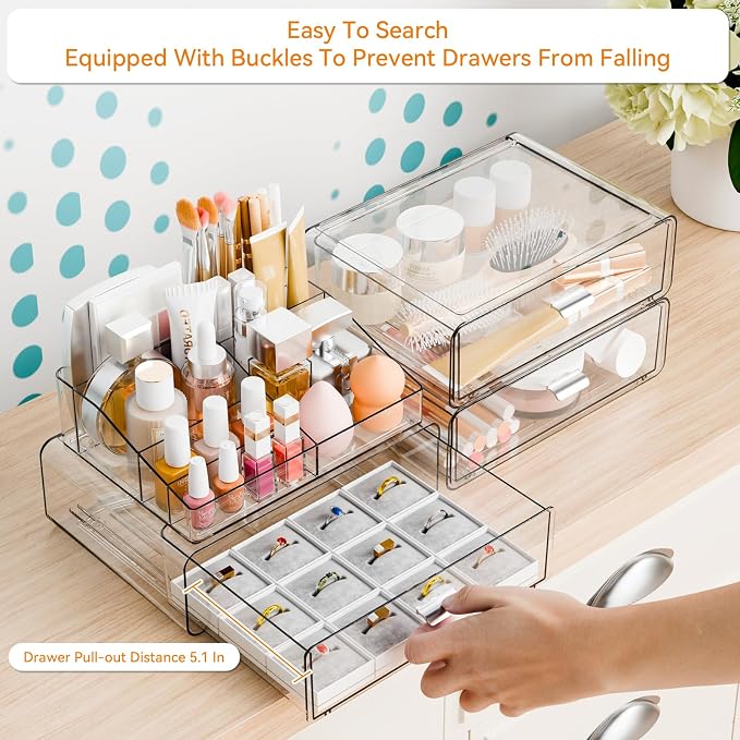 Yieach 4 Tier Clear Acrylic Makeup Organizers - Image 4