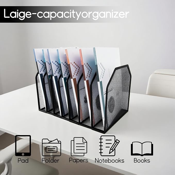 Adjustable Desk File Organizer, Detachable Office Folder Organizer, Compact - Image 5