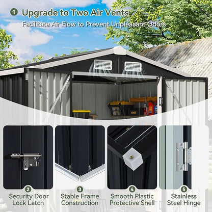 Aoxun 6.2x4 FT Shed Outdoor Galvanized Storage Shed - Image 5