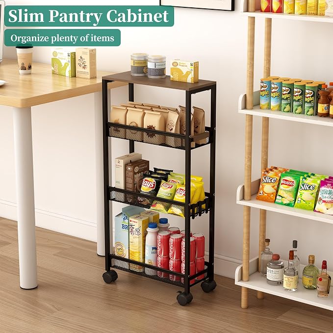 TIPGO Utility Slim Storage Cart, 4 Tier Rolling Cart - Image 6