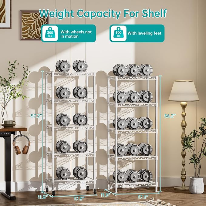 SINGAYE 5 Shelves Storage Shelf Wire Closet Bathroom Organizers Metal Pantry - Image 7