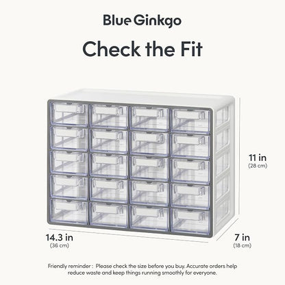 Blue Ginkgo Small 20-Drawer Cabinet – Stackable Clear Organizer - Image 2