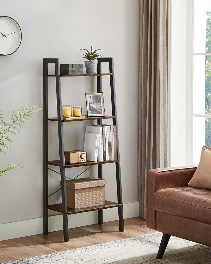 VASAGLE Ladder Shelf, 4-Tier Bookshelf, Storage Rack, Bookcase - Image 4