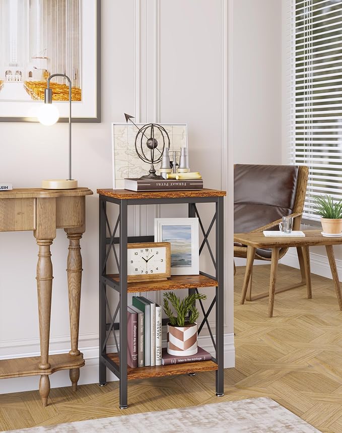 YMYNY 3 Tiers Bookcase, Industrial Metal Bookshelf - Image 4