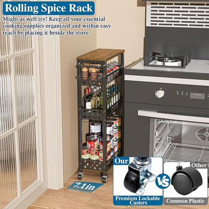Rolling Slim Storage Cart, 4-Tier Narrow Bathroom Organizers and Storage Cart - Image 5