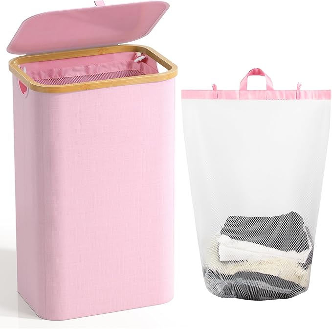 Bathola Laundry Hamper with Lid, Laundry Basket with Removable Bag, by Bathola