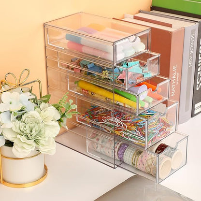 Hipiwe 5-Drawers Plastic Storage Organizer, Cosmetic Hair Tie Container - Image 6