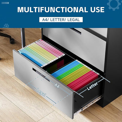 2-Drawer Metal File Cabinet, Lateral Filing Cabinets - Image 4