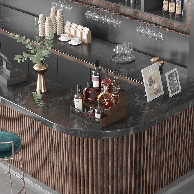 3-Tier Liquor Bottle Display Shelf, Rustic Wooden Bottle Holder Stand - Image 5