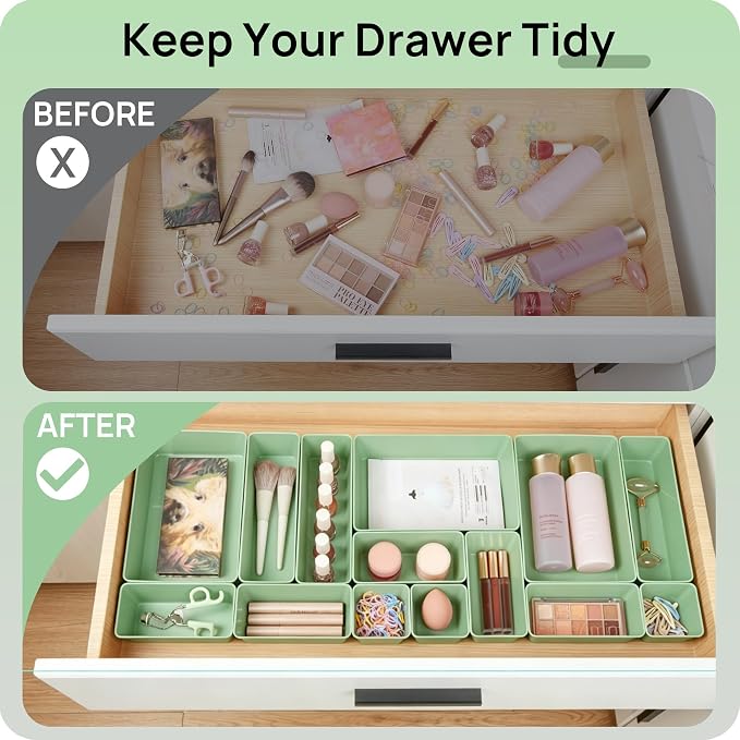 Vtopmart 25 PCS Plastic Drawer Organizers Set, 4-Size Versatile Bathroom and - Image 3