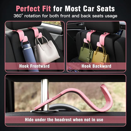 Amooca Car Seat Headrest Hook 4 Pack Hanger Universal Vehicle Car Storage - Image 3