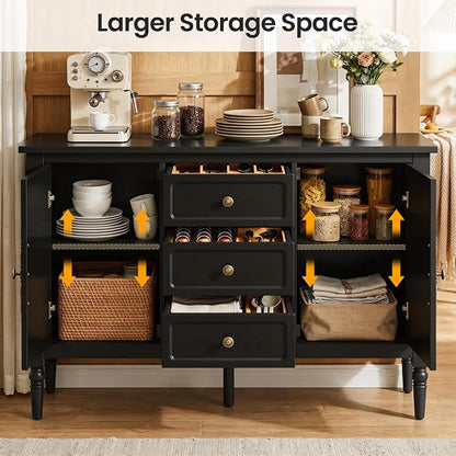 RoyalCraft Buffet Cabinet with 2 Doors & 3 Drawers, Vintage Sideboard with - Image 3