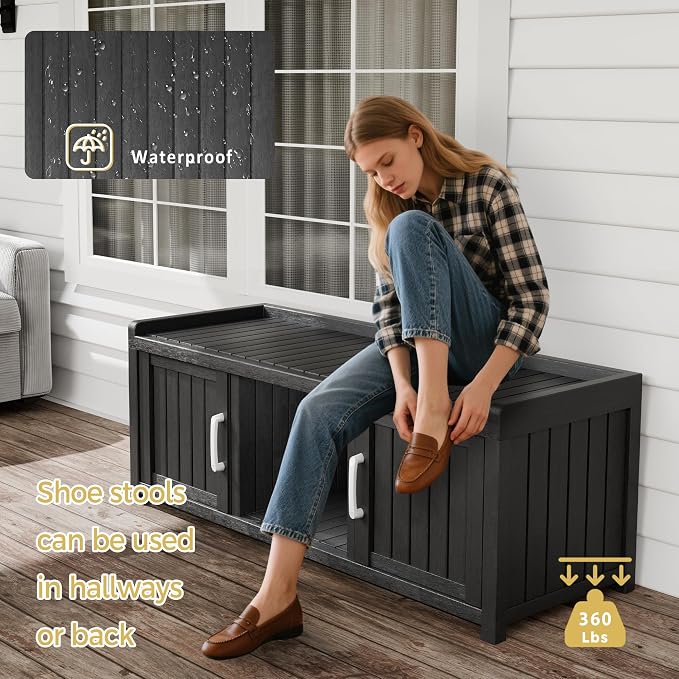 Storage Bench - Waterproof Resin Shoe Bench - Indoor & Outdoor Use - Image 4