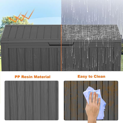 75 Gallon Outdoor Storage Box, Resin Deck Boxes Waterproof, Indoor Outdoor Bin - Image 7