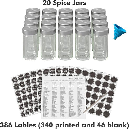 Revolving Spice Rack Set with 20 Spice Jars, Kitchen Spice Tower Organizer - Image 5
