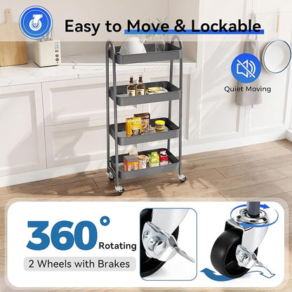 NEWBULIG 4-Tier Metal Rolling Cart - Image 3