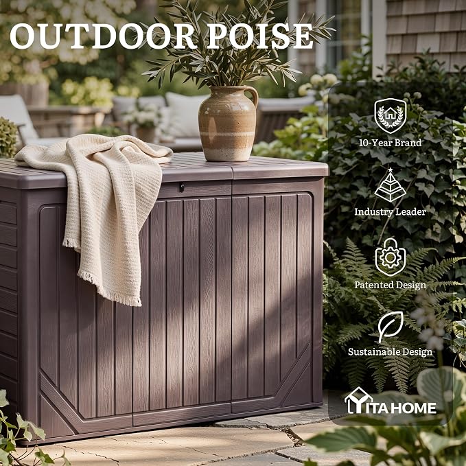 YITAHOME XXL 230 Gallon Extra Large Outdoor Deck Box, Lockable Resin - Image 9